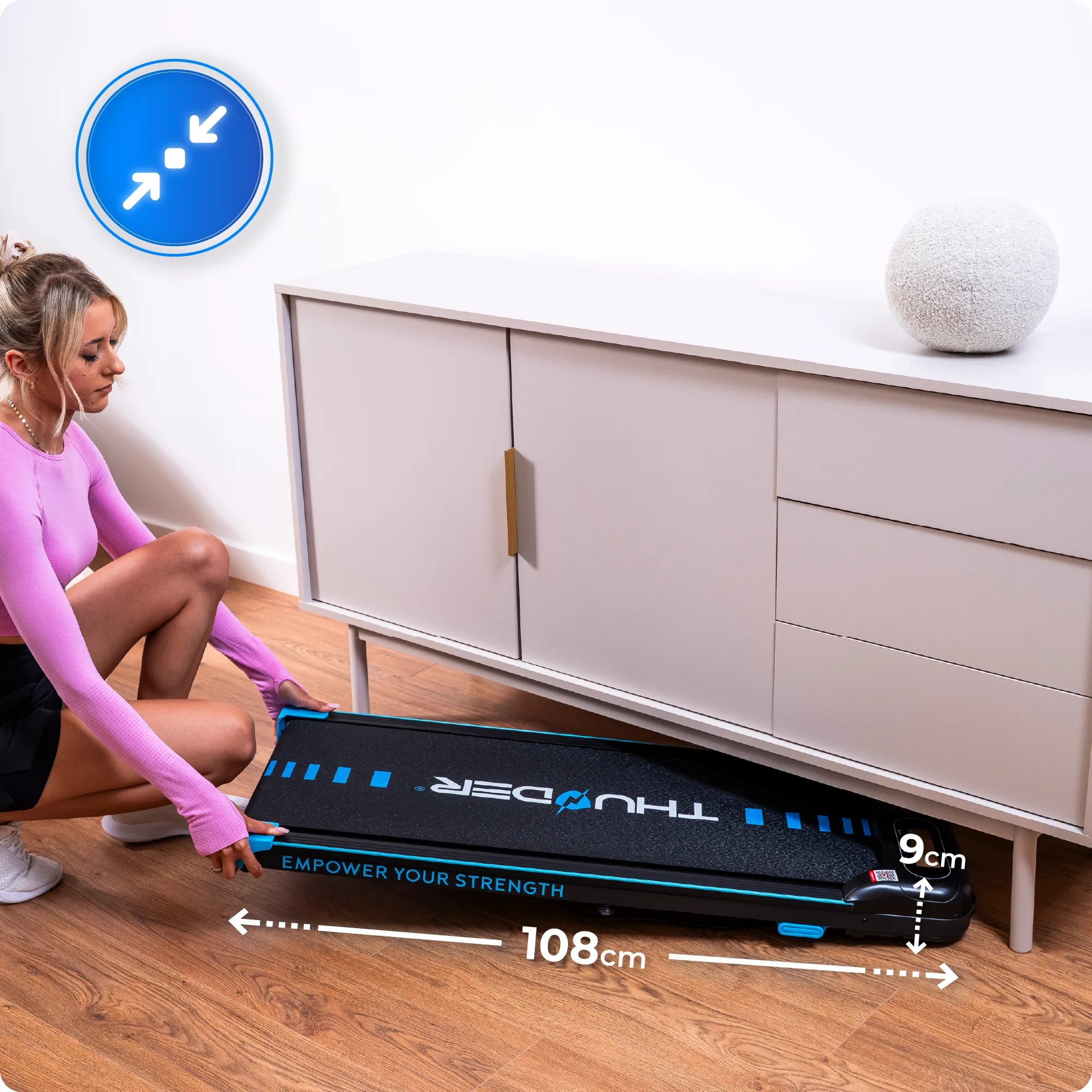 Беговая дорожка электрическая THUNDER®️ KINDI-BLACK – компактный, функциональный и стильный тренажёр [4]