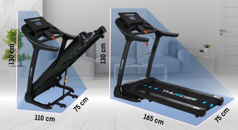 Banda de alergare electrica THUNDER PHENOM-S, Viteza maxima 18km/h, maxima suportata 160kg, Black [8]