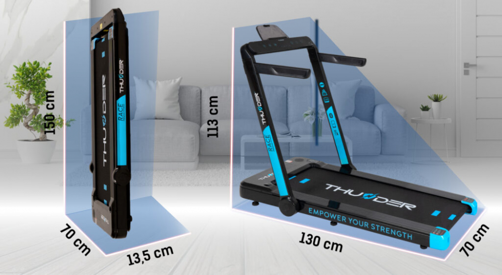 Banda de alergare electrica THUNDER RACE, Viteza maxima 14km/h, maxima suportata 130kg, Black [8]