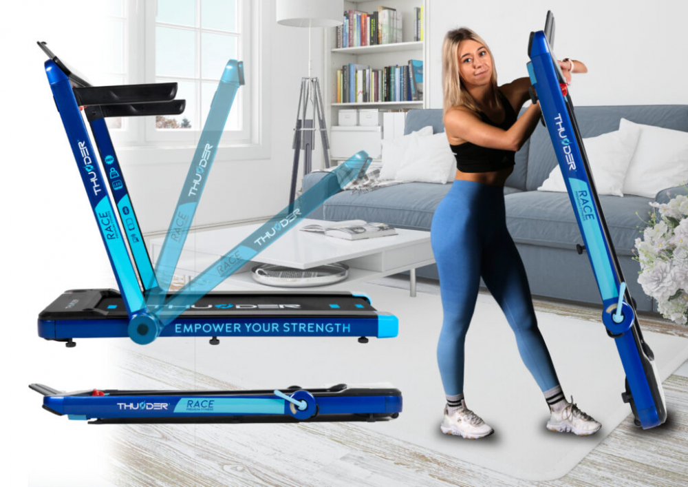 Banda de alergare electrica THUNDER RACE, Viteza maxima 14km/h, maxima suportata 130kg, Blue [2]