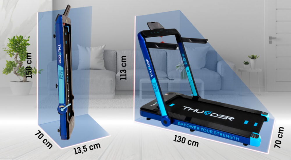 Banda de alergare electrica THUNDER RACE, Viteza maxima 14km/h, maxima suportata 130kg, Blue [8]