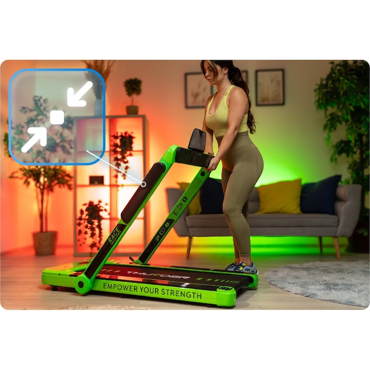 Banda de alergare electrica THUNDER RACE, Viteza maxima 14km/h, maxima suportata 130kg, Green [2]