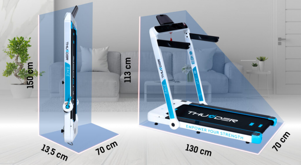 Banda de alergare electrica THUNDER RACE, Viteza maxima 14km/h, maxima suportata 130kg, White [9]