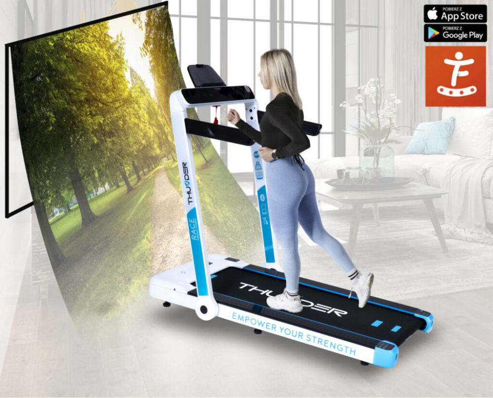 Banda de alergare electrica THUNDER RACE, Viteza maxima 14km/h, maxima suportata 130kg, White [4]