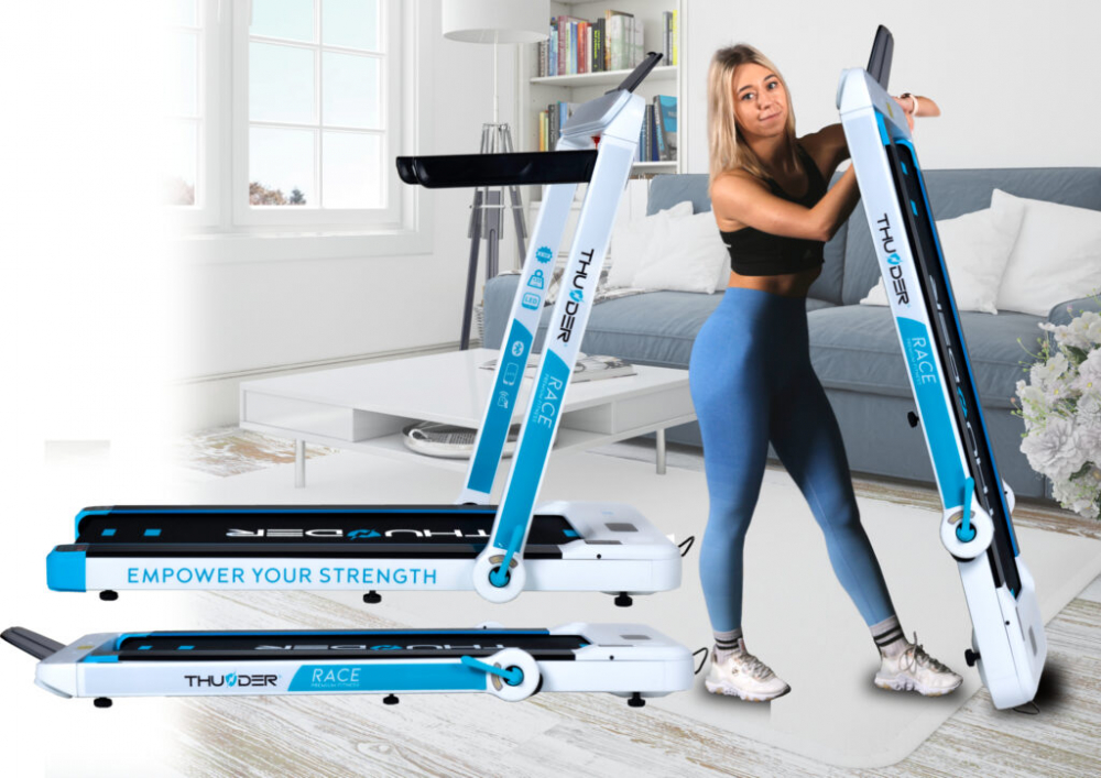 Banda de alergare electrica THUNDER RACE, Viteza maxima 14km/h, maxima suportata 130kg, White [6]