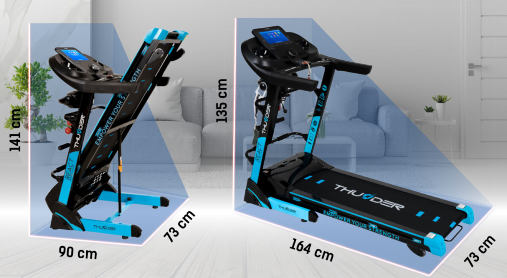 Banda de alergare electrica THUNDER REACT-DS, Viteza maxima 18km/h, maxima suportata 160kg, Black [9]