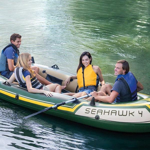 Barcă gonflabilă INTEX Seahawk 4 cu vâsle și pompă, 351x145x48 cm, 4 persoane, max. 480 kg – ideală pentru pescuit și aventuri pe apă [3]