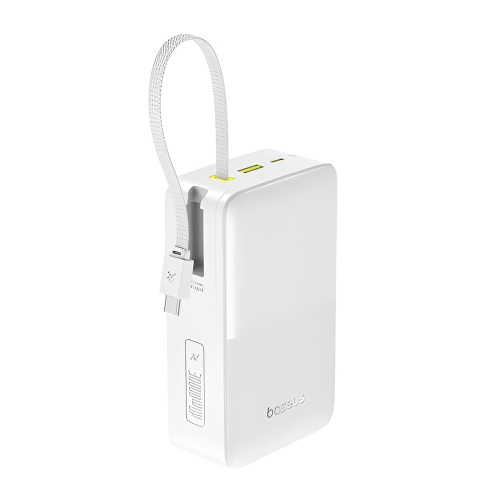 Baterie externă Baseus EnerFill FC51 Bipow 2 Pro Power Bank 30000mAh 22.5W cu cablu Type-C (0.3m), Afișaj Digital LED, Moon White [1]