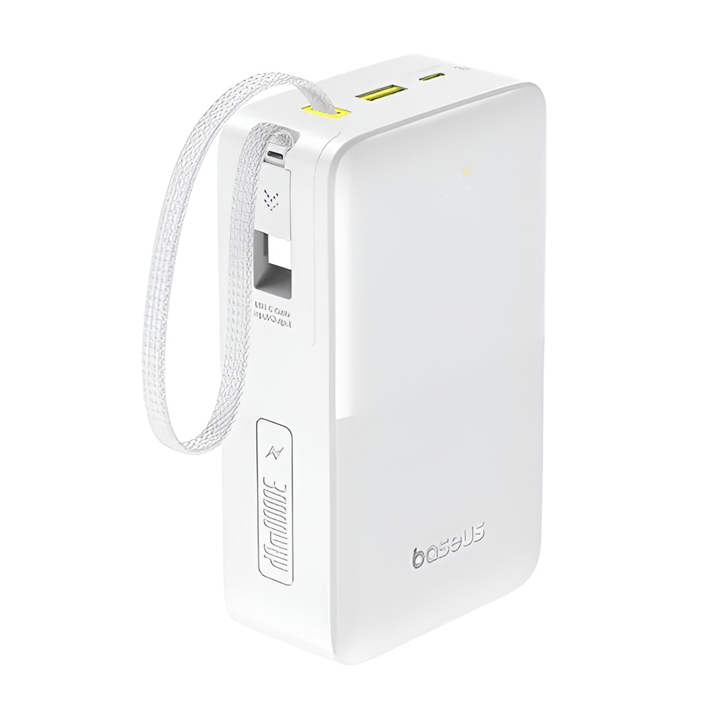 Baterie externă Baseus EnerFill FC51 Bipow 2 Pro Power Bank 30000mAh 22.5W cu cablu Type-C (0.3m), Afișaj Digital LED, Moon White [2]