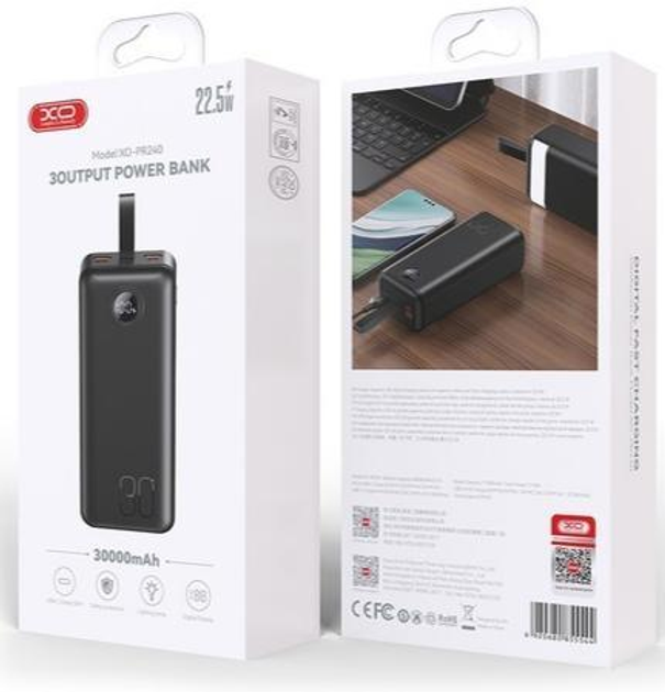Baterie Externă PR240 USB-C 20W/USB-A 22.5W, 30000mAh, Încărcare Rapidă Digitală (cu Lumină LED) [3]