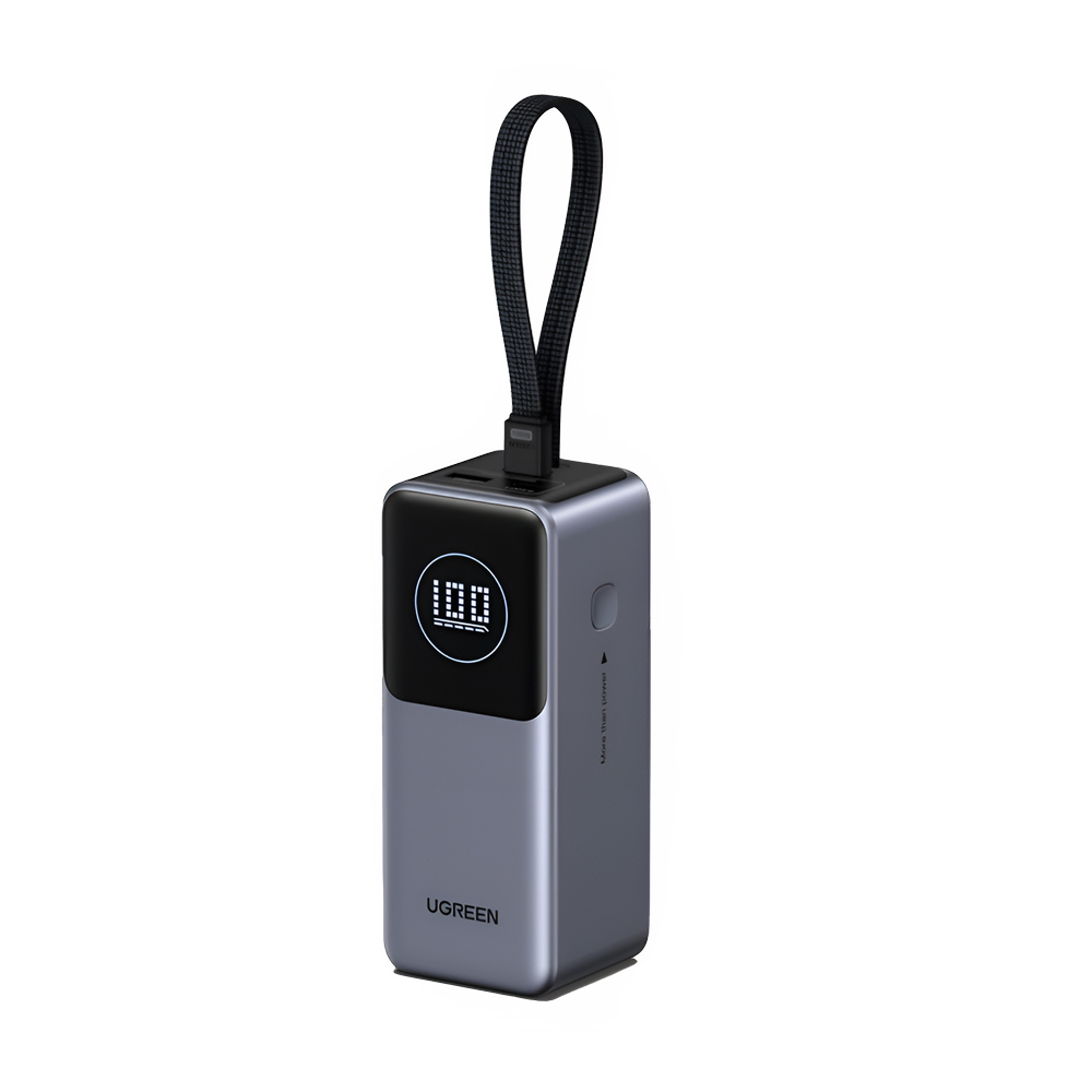 Baterie externă UGREEN Nexode Power Bank 20000mAh 130W (Cablu USB-C integrat, Fast Charge, Flight Approved, Gri) [2]