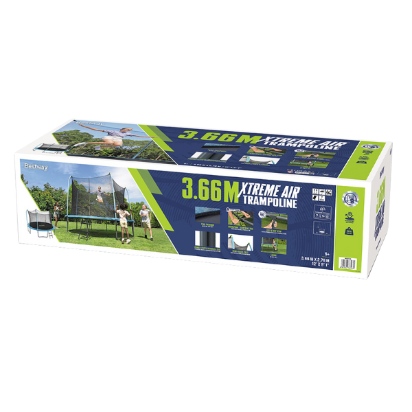 Bestway Trambulină cu Arcuri și Protecție Xtreme Air, 366 x 278 cm, până la 100 kg [18]