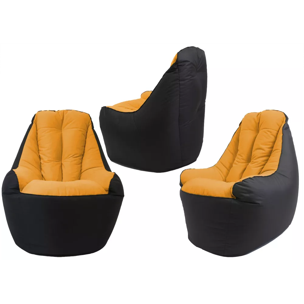 Fotoliu fără carcasă BigBoss din velur și Oxford, culoare negru cu oranj [3]