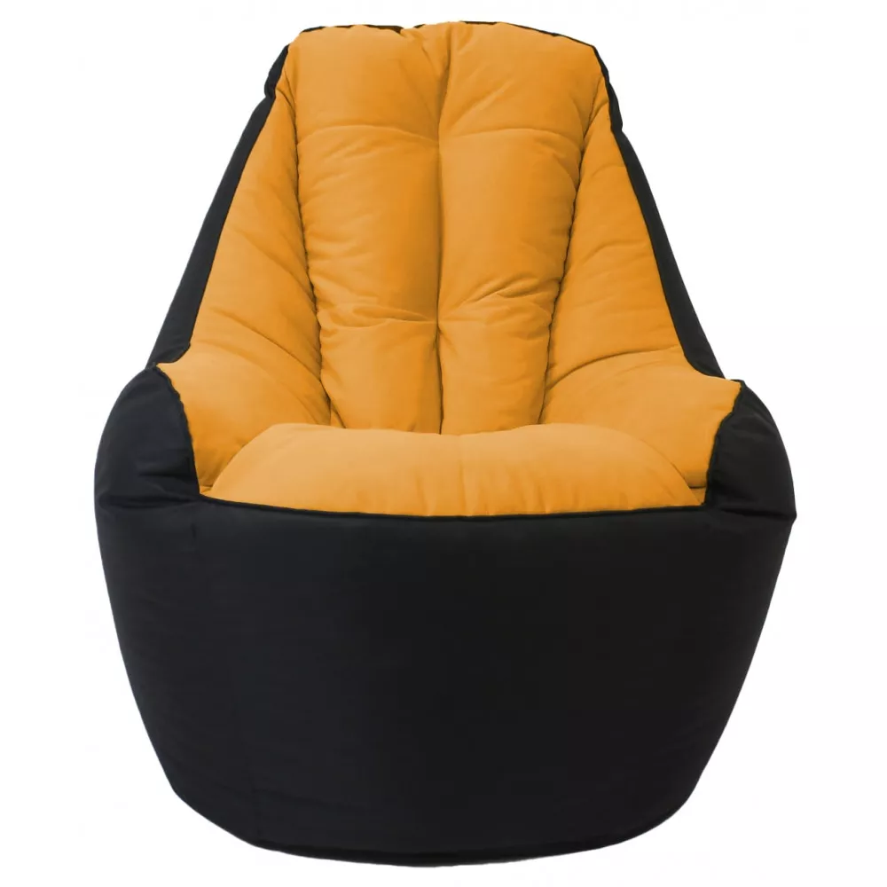 Fotoliu fără carcasă BigBoss din velur și Oxford, culoare negru cu oranj [1]