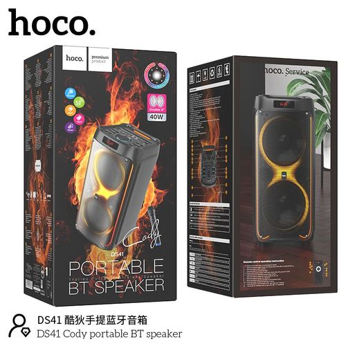 Портативная колонка DS41 Cody – 2x8", 40W, Bluetooth 5.0, Беспроводной микрофон, LED-подсветка [4]