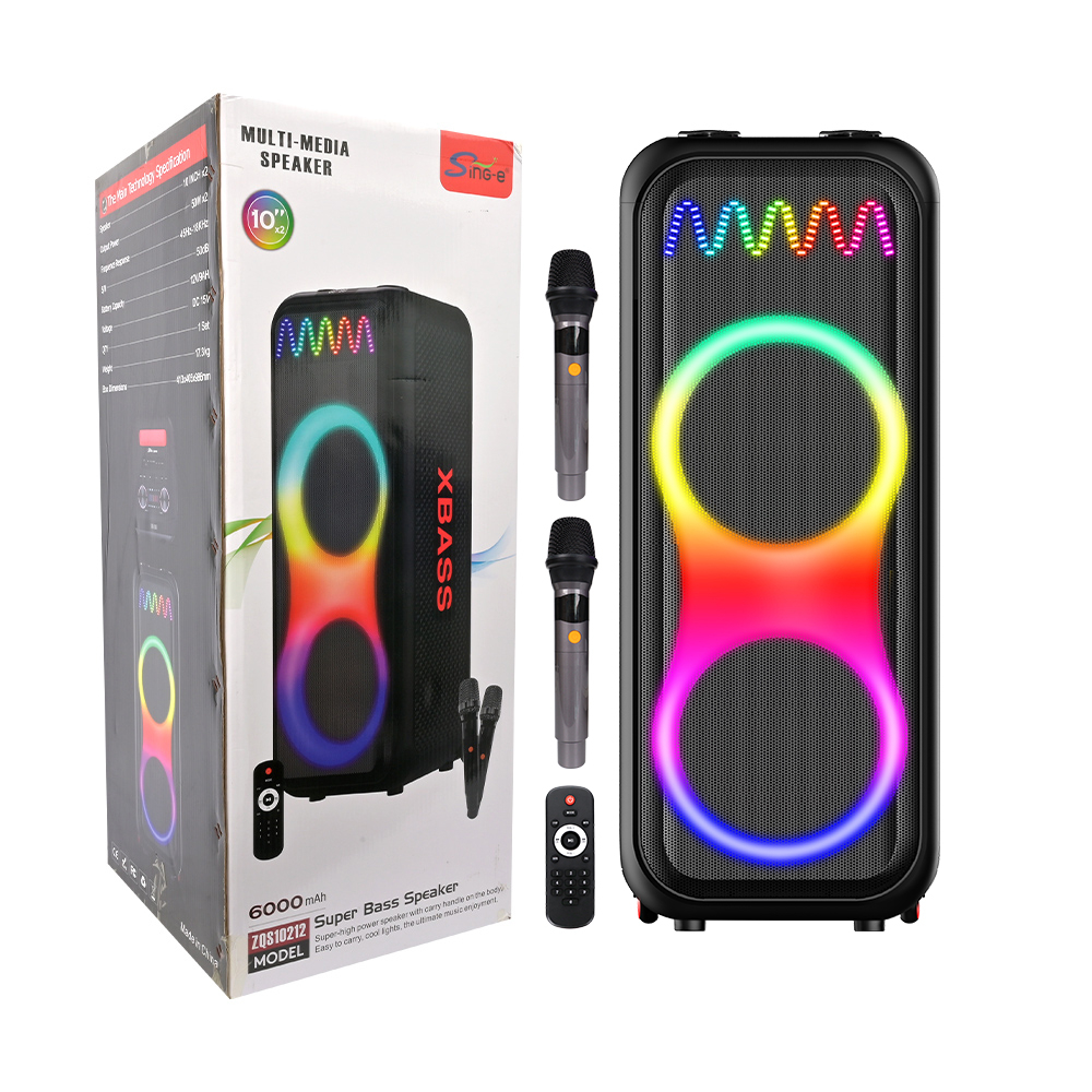Boxă portabilă SING-E ZQS10212 cu microfoane wireless – Putere, versatilitate și spectacol de culori! [3]