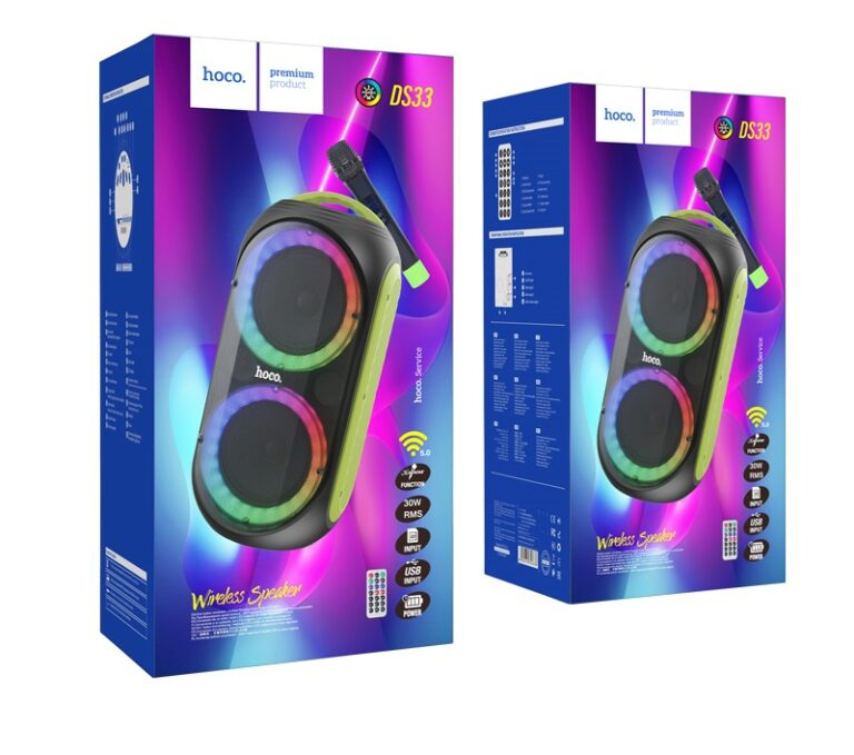 Портативная колонка DS33 – 30Вт, Bluetooth 5.0, караоке, подсветка RGB, микрофон UHF [10]