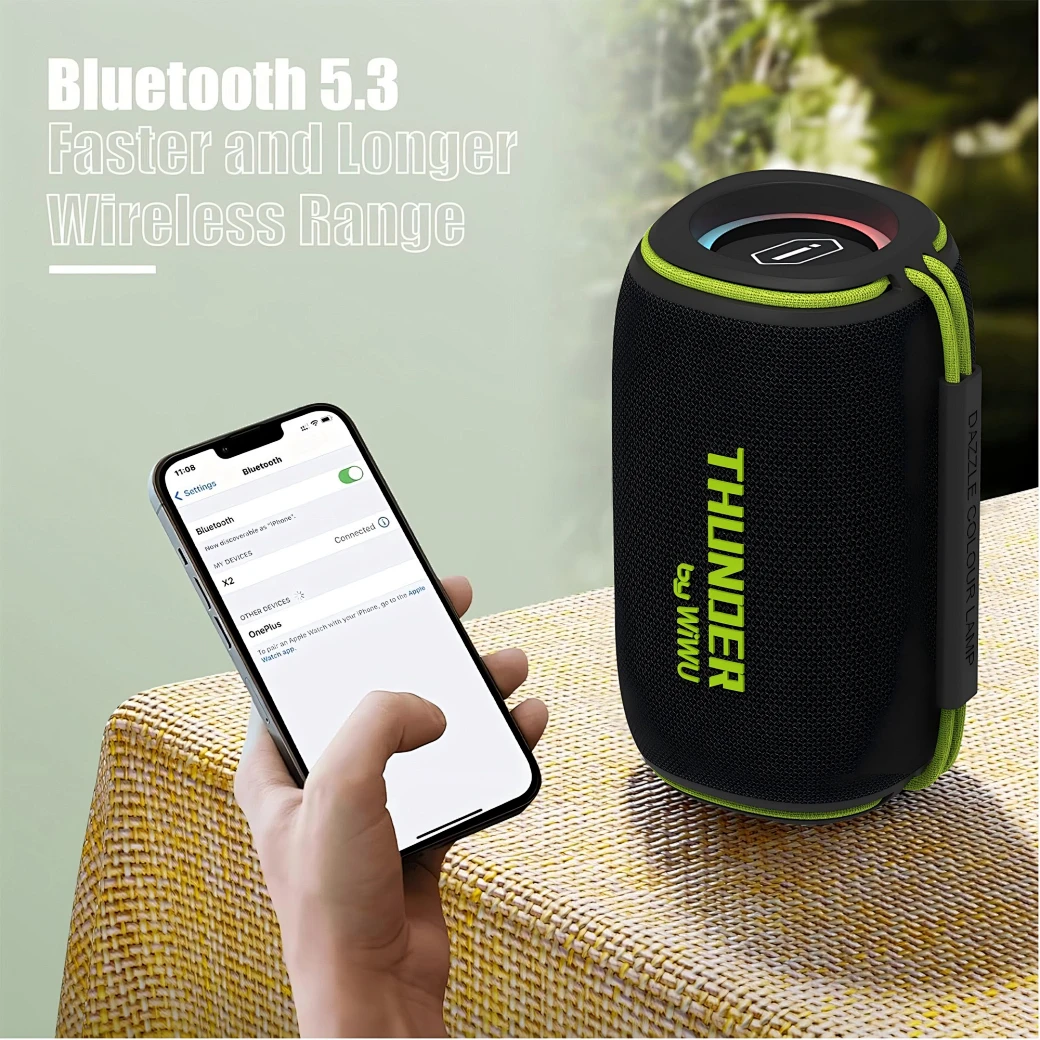 Boxă Portabilă WiWU Thunder H5, Wireless, Bluetooth 5.3, 15W, 1200mAh x2 [3]
