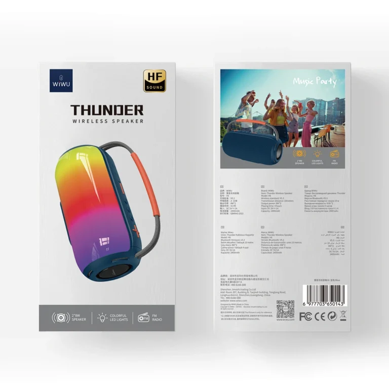 Boxă Portabilă WiWU Thunder H6, Wireless, Bluetooth 5.3, 16W, 2400mAh [4]