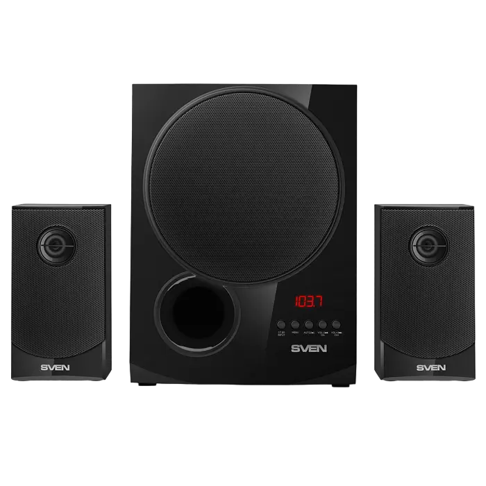 Компьютерная акустика 2.1 SVEN MS-2080 – 70Вт, Bluetooth, Радио FM, USB, SD-Карта, Пульт ДУ, MDF, Черная [2]