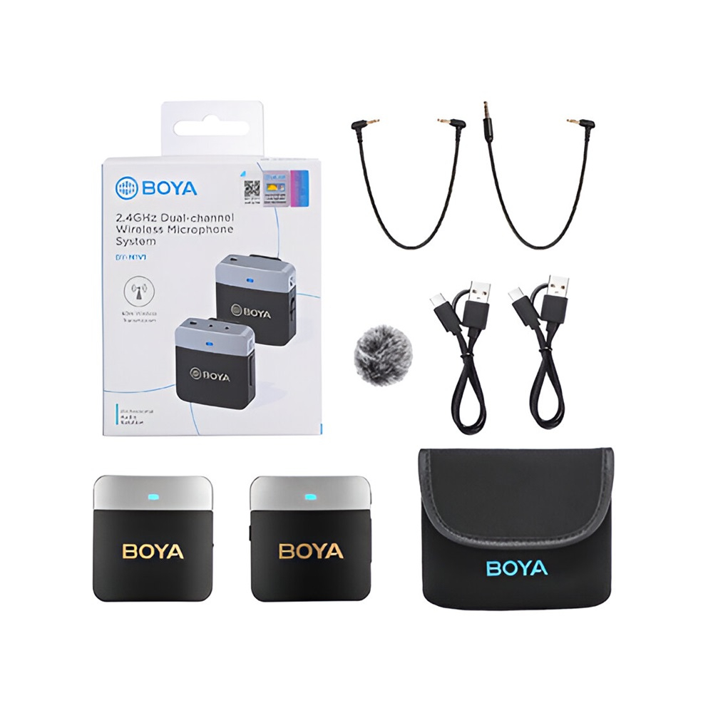 Boya 2.4GHz Dual-Channel Wireless Microphone System (BY-M1V1) 3.5mm Jack, Black [3]