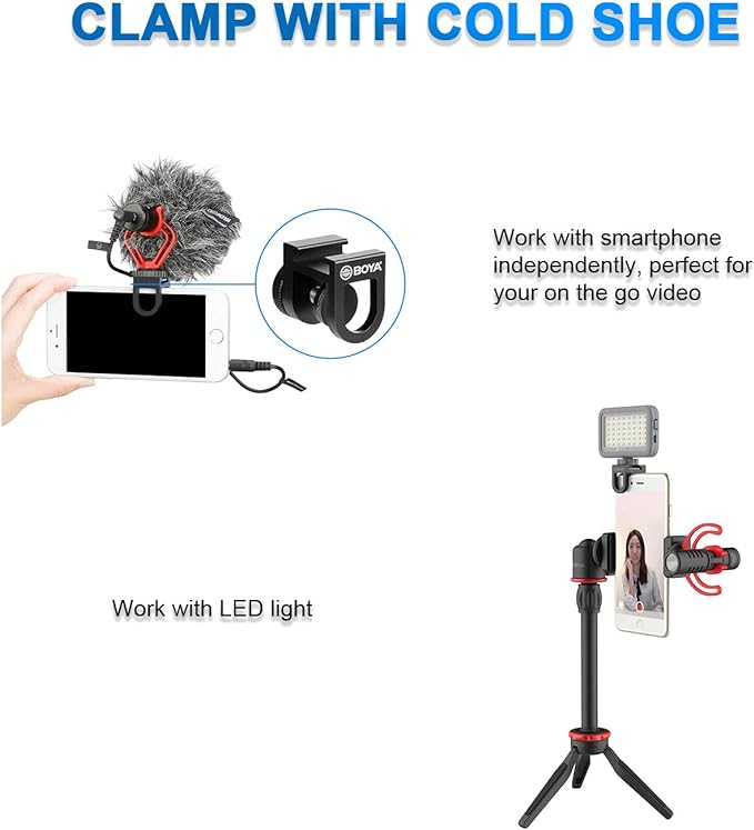 Boya Vlogger Kit Plus BY-VG350 (Led Light/Tripod/Shock Mount/Microphone With Monitoring, Super Cardiod Pattern) [5]