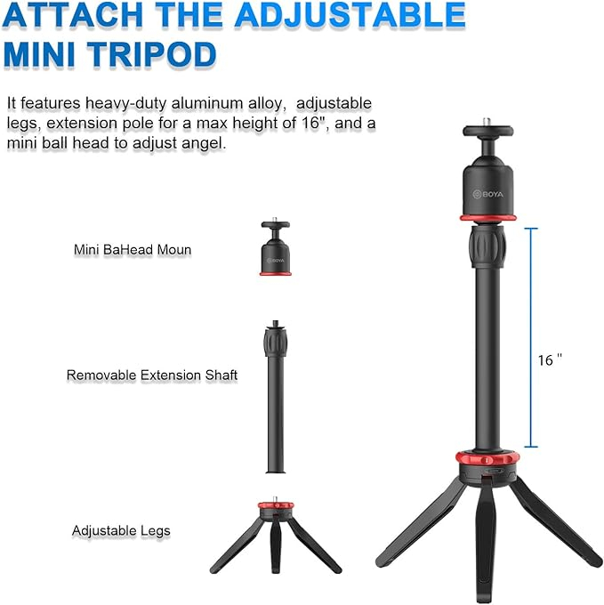 Boya Vlogger Kit Plus BY-VG350 (Led Light/Tripod/Shock Mount/Microphone With Monitoring, Super Cardiod Pattern) [6]