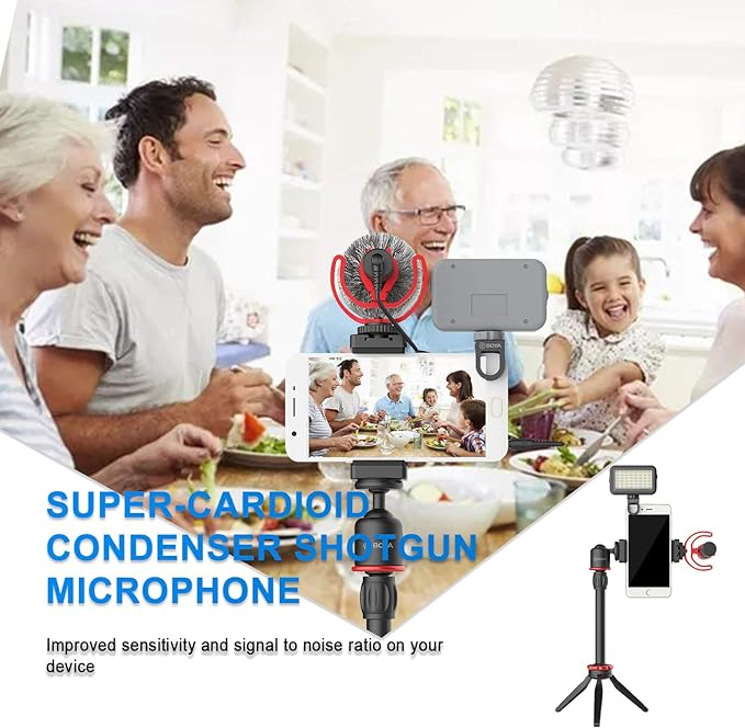 Boya Vlogger Kit Plus BY-VG350 (Led Light/Tripod/Shock Mount/Microphone With Monitoring, Super Cardiod Pattern) [3]