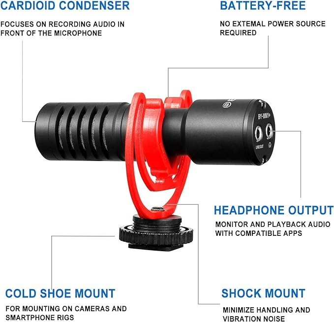 Boya Vlogger Kit Plus BY-VG350 (Led Light/Tripod/Shock Mount/Microphone With Monitoring, Super Cardiod Pattern) [7]