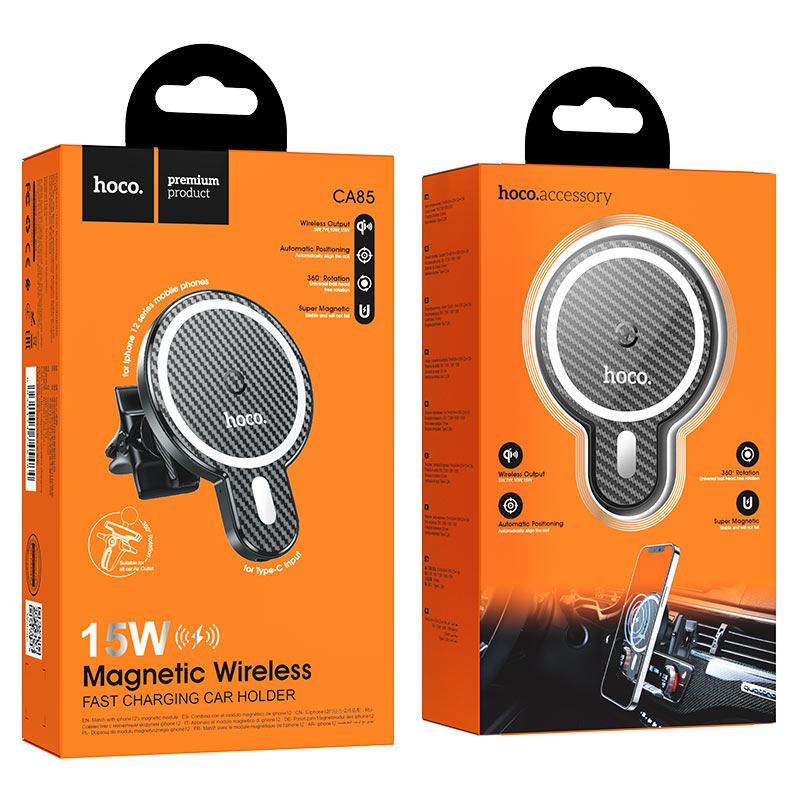 Suport Auto Wireless Rapid de Încărcare Magnetic Ultra-Rapid CA85 – Compatibil MagSafe, Performanță de Top în Mașină [6]