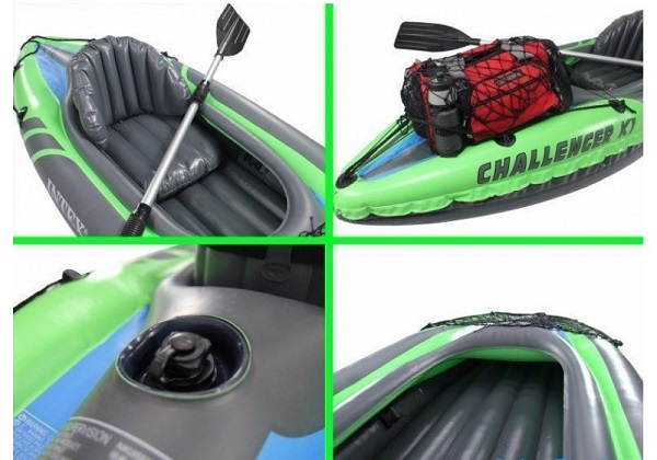 Caiac gonflabil INTEX Challenger K1 cu vâsle și pompă, 274x76x33 cm – ideal pentru aventuri pe râu și lac [10]