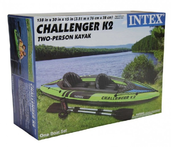 Caiac gonflabil INTEX Challenger K2 pentru 2 persoane cu vâsle și pompă, 351x76x38 cm – ideal pentru aventuri în doi pe apă [6]