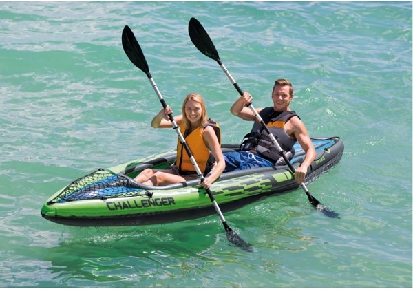 Caiac gonflabil INTEX Challenger K2 pentru 2 persoane cu vâsle și pompă, 351x76x38 cm – ideal pentru aventuri în doi pe apă [2]