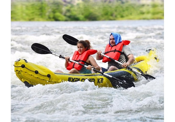 Caiac gonflabil INTEX Explorer K2 pentru 2 persoane cu vâsle și pompă, 312x91x51 cm – ideal pentru relaxare activă pe apă [2]