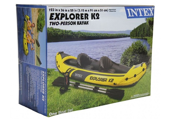 Caiac gonflabil INTEX Explorer K2 pentru 2 persoane cu vâsle și pompă, 312x91x51 cm – ideal pentru relaxare activă pe apă [6]