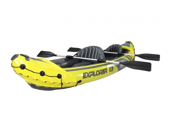 Caiac gonflabil INTEX Explorer K2 pentru 2 persoane cu vâsle și pompă, 312x91x51 cm – ideal pentru relaxare activă pe apă [5]