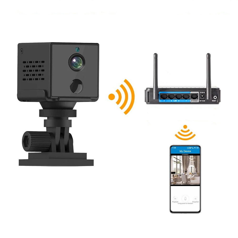 Cameră de securitate Mini Wi-Fi cu baterie de 3000mAh încorporată 1080P, 4G, Aplicație OKAM, Negru [3]