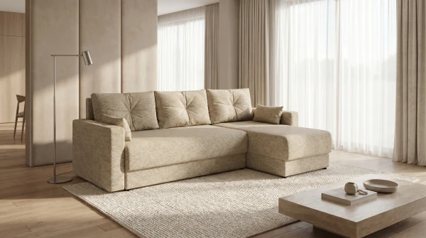 Canapea de colț extensibilă Euro Casa Spic de grâu (220x137x82 cm, Spațiu dormit 195x130 cm, Colț Universal, Ladă depozitare) [2]