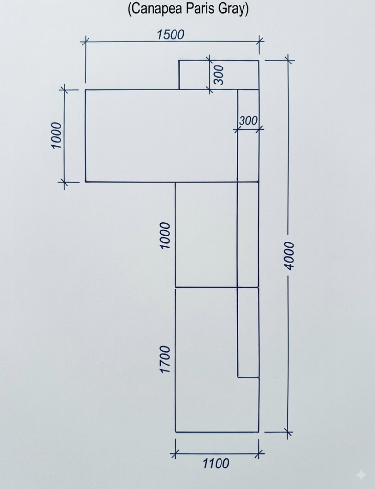 Canapea de colț extensibilă Paris (4000 x 1500 mm), Gri [6]