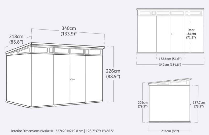 Căsuță de grădină Cortina 2.0 11×7 (342×218×226 cm), gri [3]