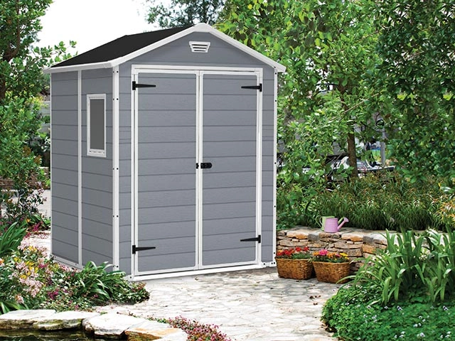 Căsuță de grădină Keter Manor 6x5 DD Gri 185×152×226 cm – Depozitare practică și elegantă cu aspect de lemn [4]