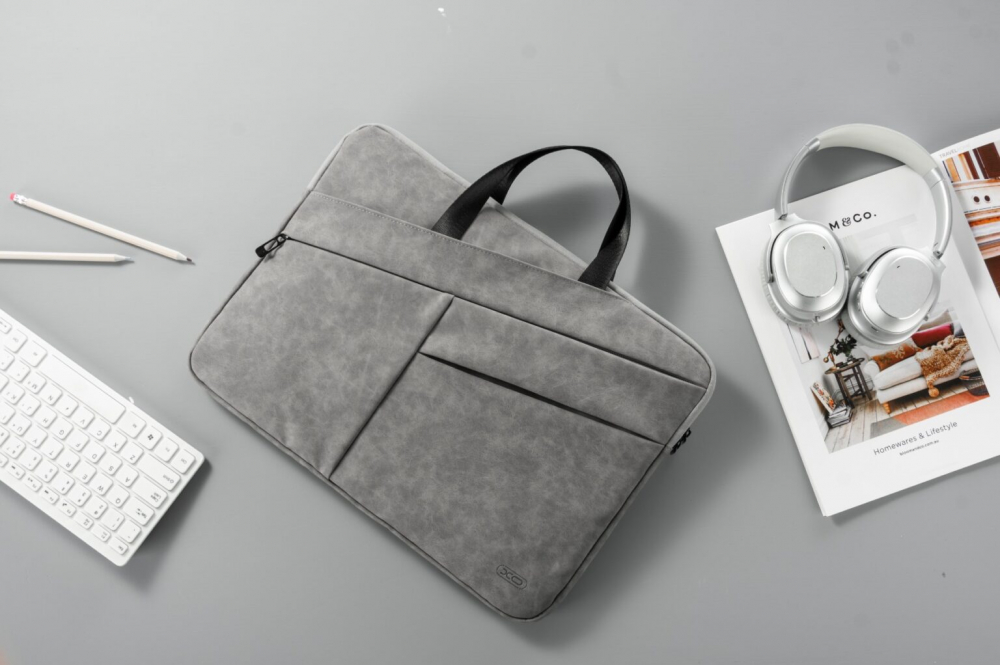 CB05 Dark grey laptop bag 15 inches (PU material, sheepskin material) [3]