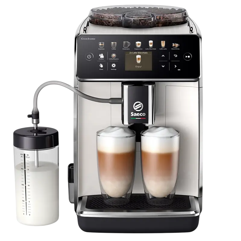 Кофемашина Saeco SM6580/20, 1500 Вт, 15 бар, 1.8 л, регулируемая кофемолка, автоматическое вспенивание, белый | черный [1]