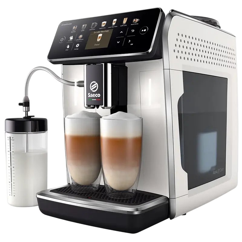 Кофемашина Saeco SM6580/20, 1500 Вт, 15 бар, 1.8 л, регулируемая кофемолка, автоматическое вспенивание, белый | черный [5]
