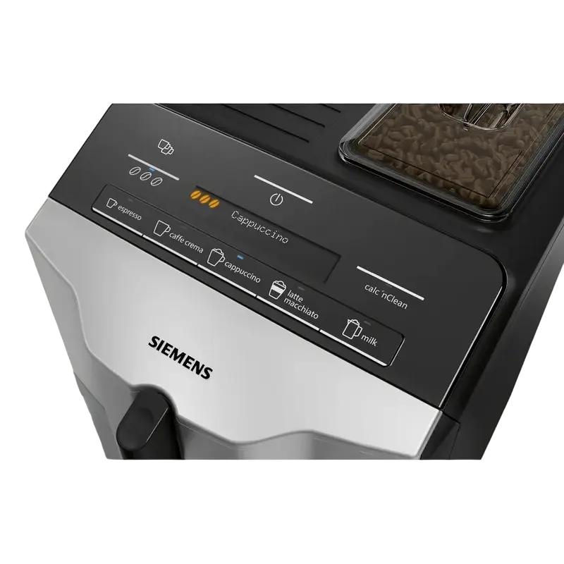 Aparat de cafea Siemens TI353201RW, 1300W, 15 bar, 1.4L, râșniță reglabilă, spumare automată, Argintiu/Negru [2]