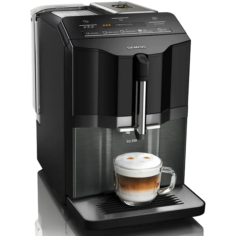 Aparat de cafea Siemens TI355209RW, 1300W, 15 bar, 1.4L, râșniță reglabilă, spumare automată, Negru [1]