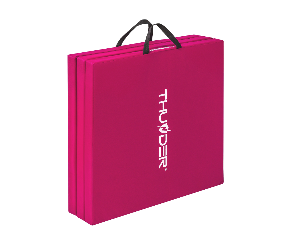 Складной гимнастический коврик THUNDER (180×60×4 см) – Ярко-розовый [2]