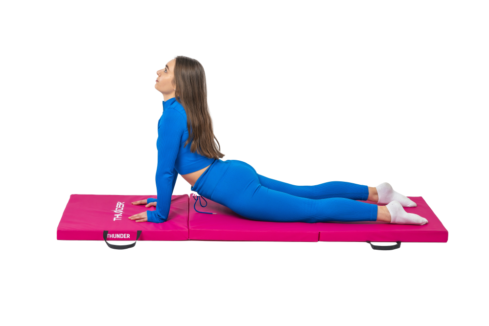 Складной гимнастический коврик THUNDER (180×60×4 см) – Ярко-розовый [3]