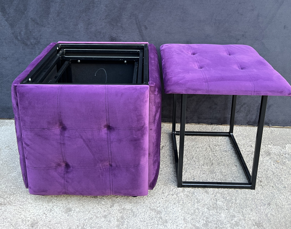 Cub Transformer 5 în 1 CubeX5 Mov (Dimensiuni 50x50x50 cm, Cadru metalic, Burete 3 cm, Mov) [2]