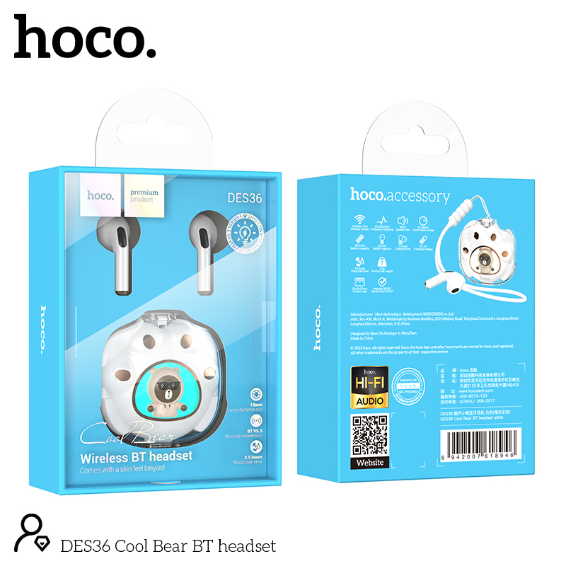DES36 Cool BearBT headset white [2]